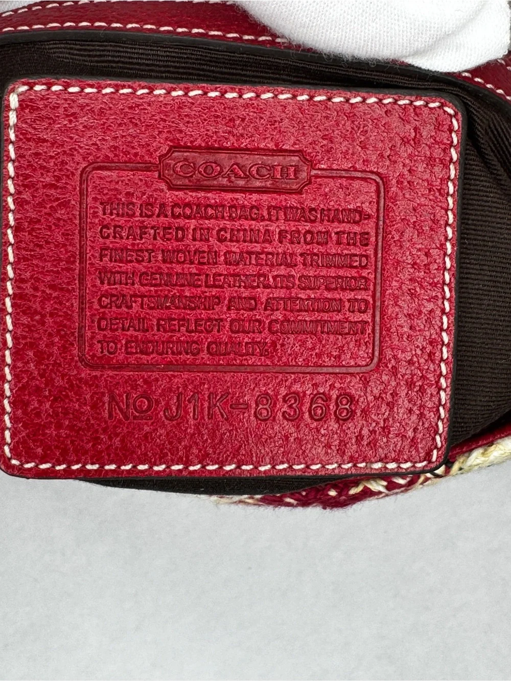 Coach Plaid Tweed Shoulder Hobo Bag Red Cream Leather Trim Style 8368